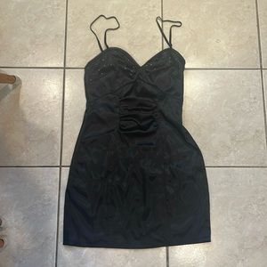 Guess satin black adjustable mini dress